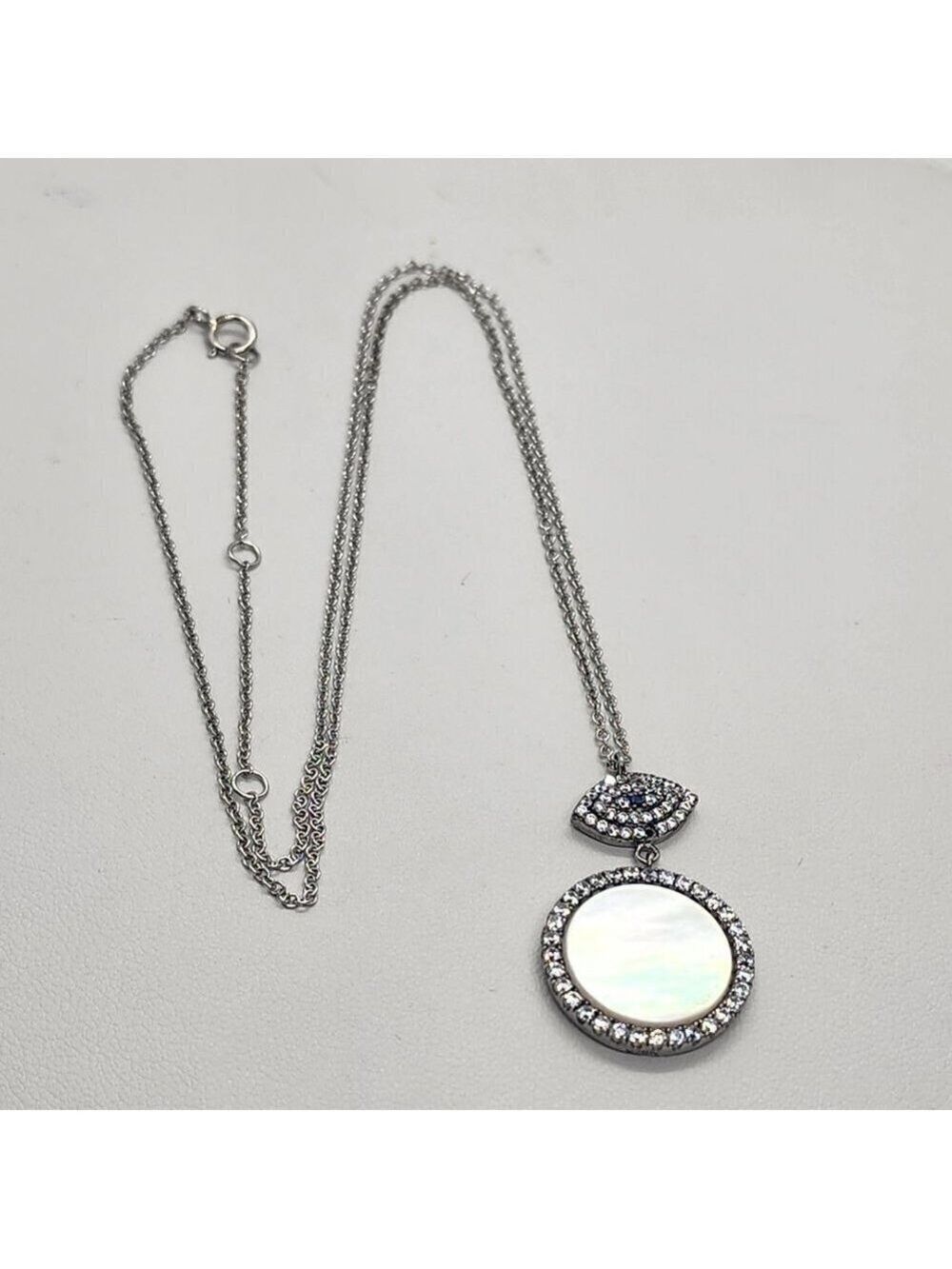 Brand New Sterling Silver 925 Evil Eye Round Necklace